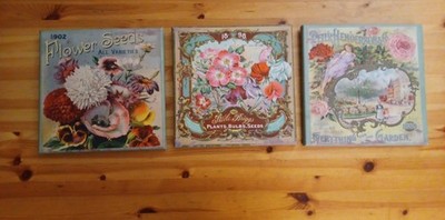 3pc Shabby Chic Canvas Wall Art (AC3) Each measures 12'' x 12''