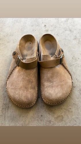 Birkenstock Lutry Herren Größe 12 Hellbraun Premium Wildleder Vielseitiger Rückengurt Clog