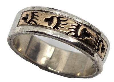 S. Skeets Navajo 14k Gold In Sterling Silver Overlay Mens Ring Band Size 10