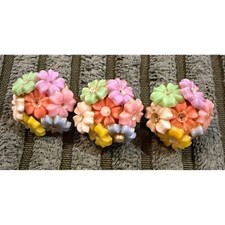 Vintage Pastel Flower Lucite Cluster Hair Clip Small Floral Bouquet