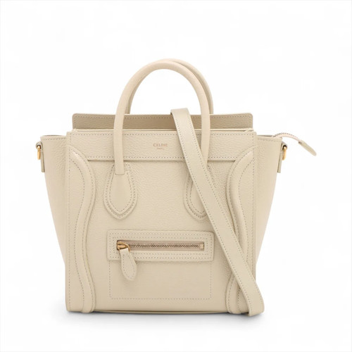 Celine Luggage Nano shopper Leather 2 Way Handbag Beige