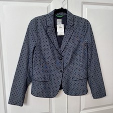 NWT Gap Academy Blazer Womens 8 Blue Chambray Polka Dot Career Y2K Office