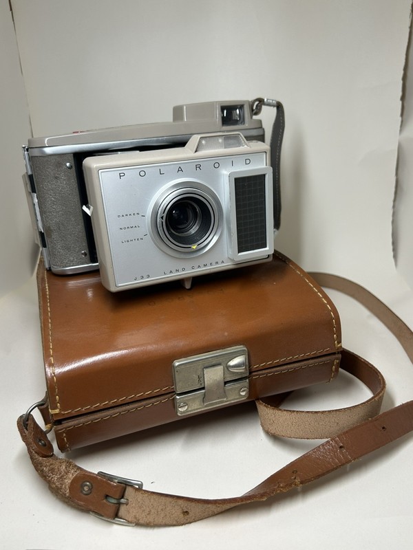 Vintage Polaroid J33 Land Camera w/ Leather Case - Shutter Tested & Working!