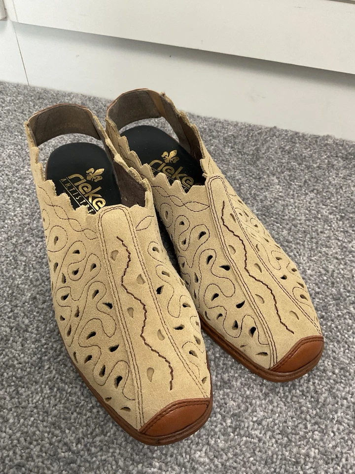Rieker Antistress Suede Shoes Size UK 5 EU38 Sling Back Comfort Walking Slip On - Image 2 of 4