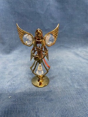 1995 Vtg Austrian Crystal Mascot Intl. 24K Gold Plated ANGEL Sun Catcher  4''