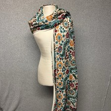 Pashmina-style Scarf Wool Blend Embroidered Sequins  Sewn Shiny Disks India