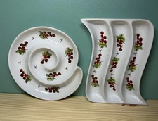 Vintage Julia Junkin California Pantry Grape Olive Appetizer Dishes Set Of 2