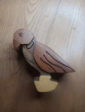 4" Wood Parrot Bird Roatan Handcrafted Puzzle Box, Carved  Secret Box Figurine