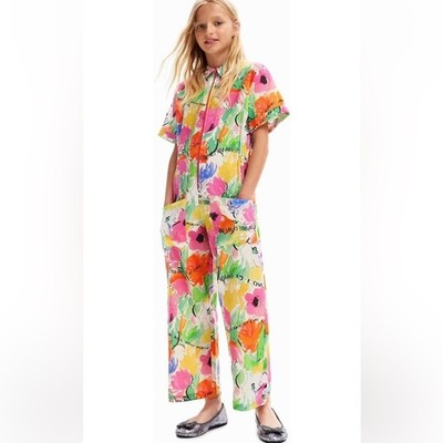 NWT DESIGUAL LITTLE GIRLS LONG FLORAL JUMPSUIT 5/6