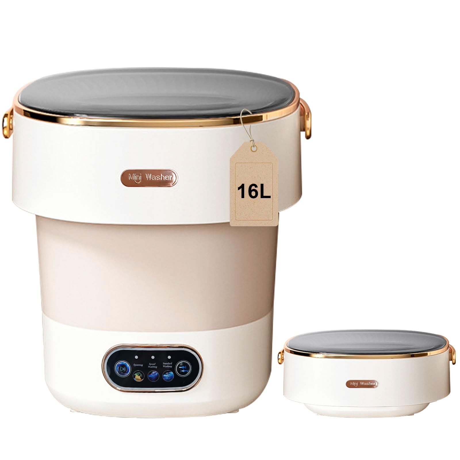 Portable 16L Mini Washing Machine with Spin Basket for Small Loads