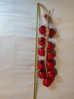 Vintage Red Ceramic Apples Green Stems On Rope. Fruit Garland Kitchen Home Decor — photo 8
