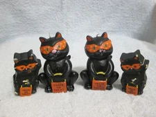 Set Of 4 Halloween Kitty Cat Trick Or Treat Candles New See Description 