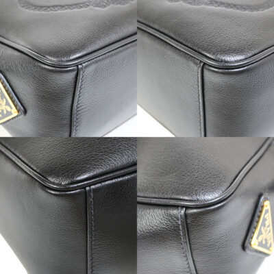 PRADA MILANO Embossed Logo Crossbody Shoulder Bag Leather