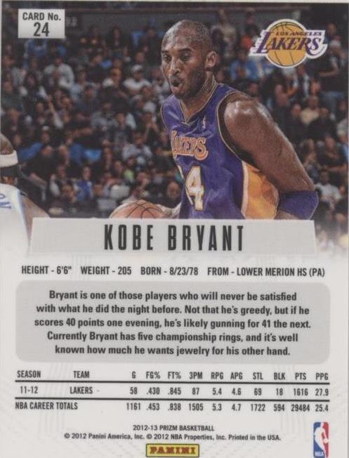 2012-13 Panini Prizm - Kobe Bryant #24 for sale | eBay
