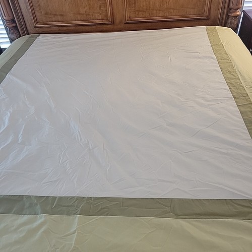 5pc Set Restoration Hardware KING White Sage Olive Green Hotel 1 Duvet 4 Shams - Picture 2 of 12