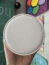 Limited Edition Retired PANDORA Leather Round Jewelry Organizer Travel Box