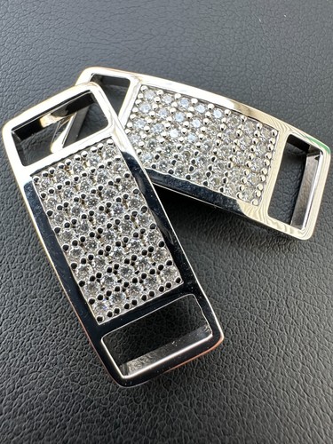 Iced Solid 925 Sterling Silver Lace Locks For Sneakers Nike AF1 Jordans Etc - Picture 13 of 23