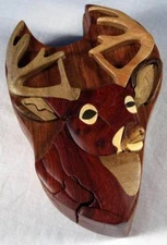 Wooden Puzzle Box- Buck's Head-FREE SHIPPING