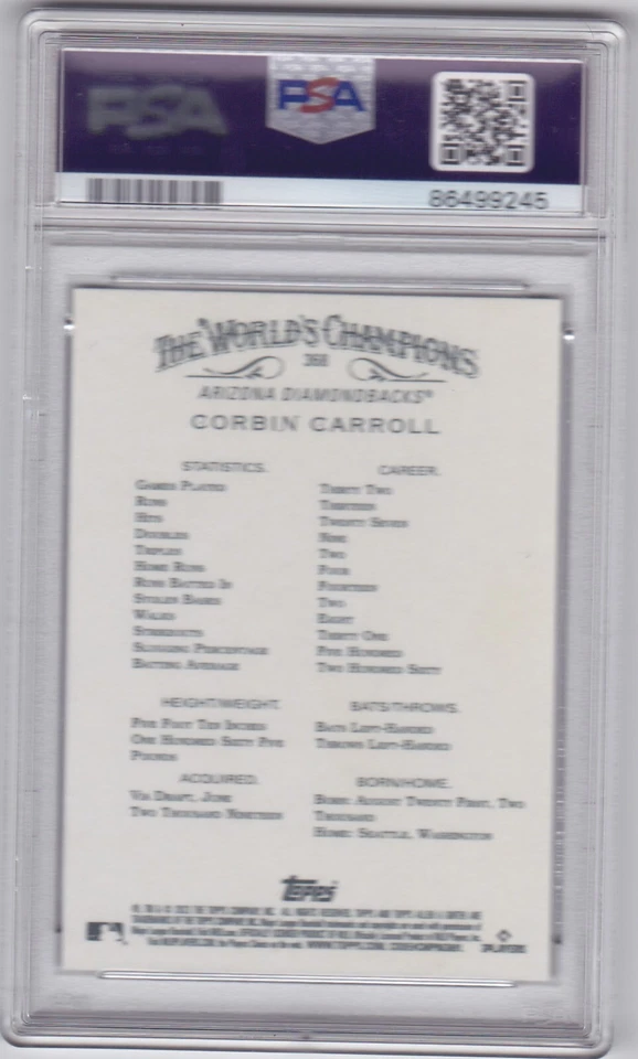 2023 ALLEN & GINTER..CORBIN CARROLL..BLACK..SP..ROOKIE..RC..# 368..PSA 9..MINT - Image 2 of 2