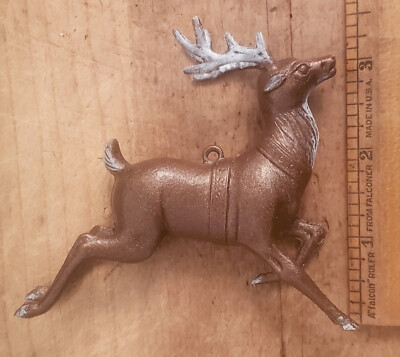Rare VINTAGE Plastic BROWN Christmas REINDEER Ornament FIGURE Putz 3.8''T #4
