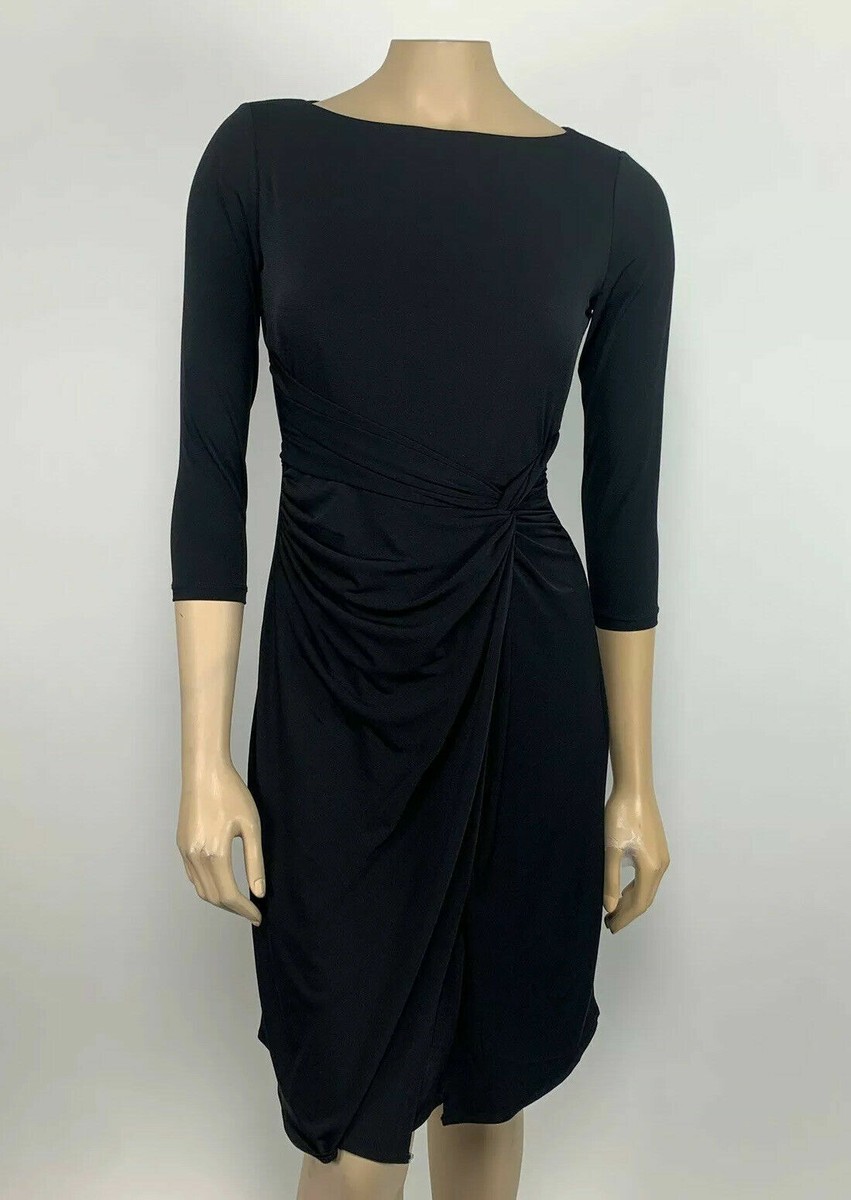 boston proper little black dress Size 2 Draped Ruched Cocktail Lined Bodycon Vintage Strapless Long Party this wash SIZE:L model-minee