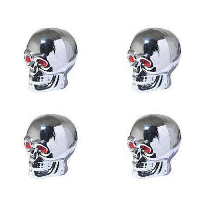 4 x Ventilkappen Totenkopf Skull Chrom Auto Motorrad Scooter Fahrrad Roller Quad