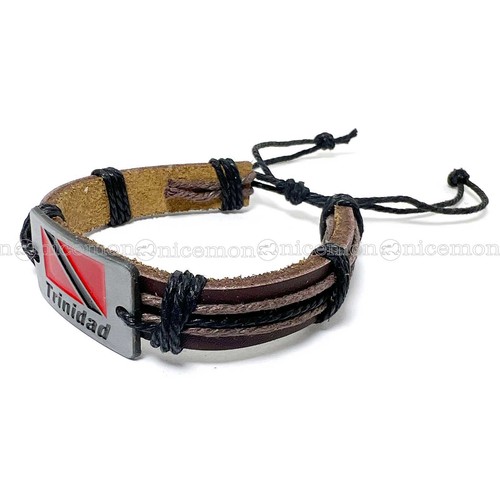 Trinidad Tobago Flag Faux Leather Wrist Cuff Wrist Bracelet Soca Reggae Party - Picture 10 of 10