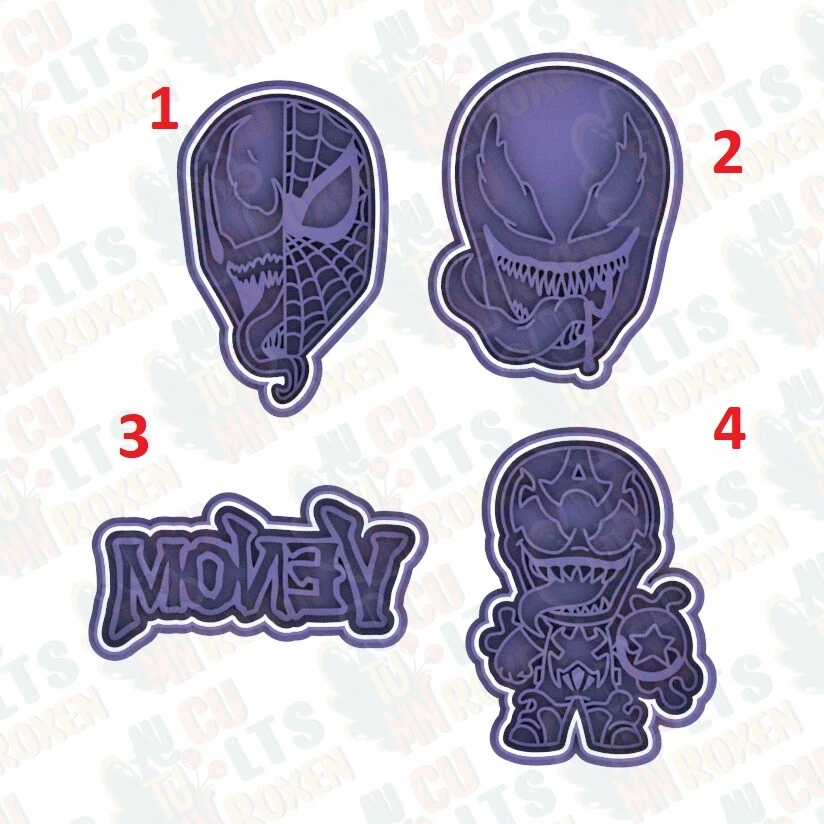 Venom Set 4 pezzi cookie cutter formina tagliabiscotti o PDZ