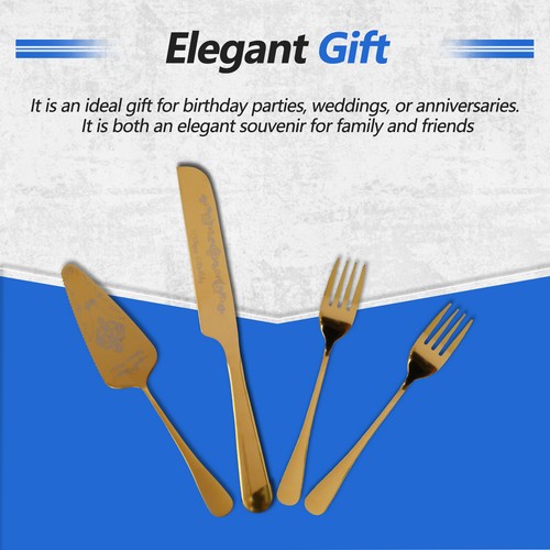 Cake Cutting Set Stainless Steel Cake Spatula Fork Knife Elegant Cake tiKUL - Picture 6 of 22
