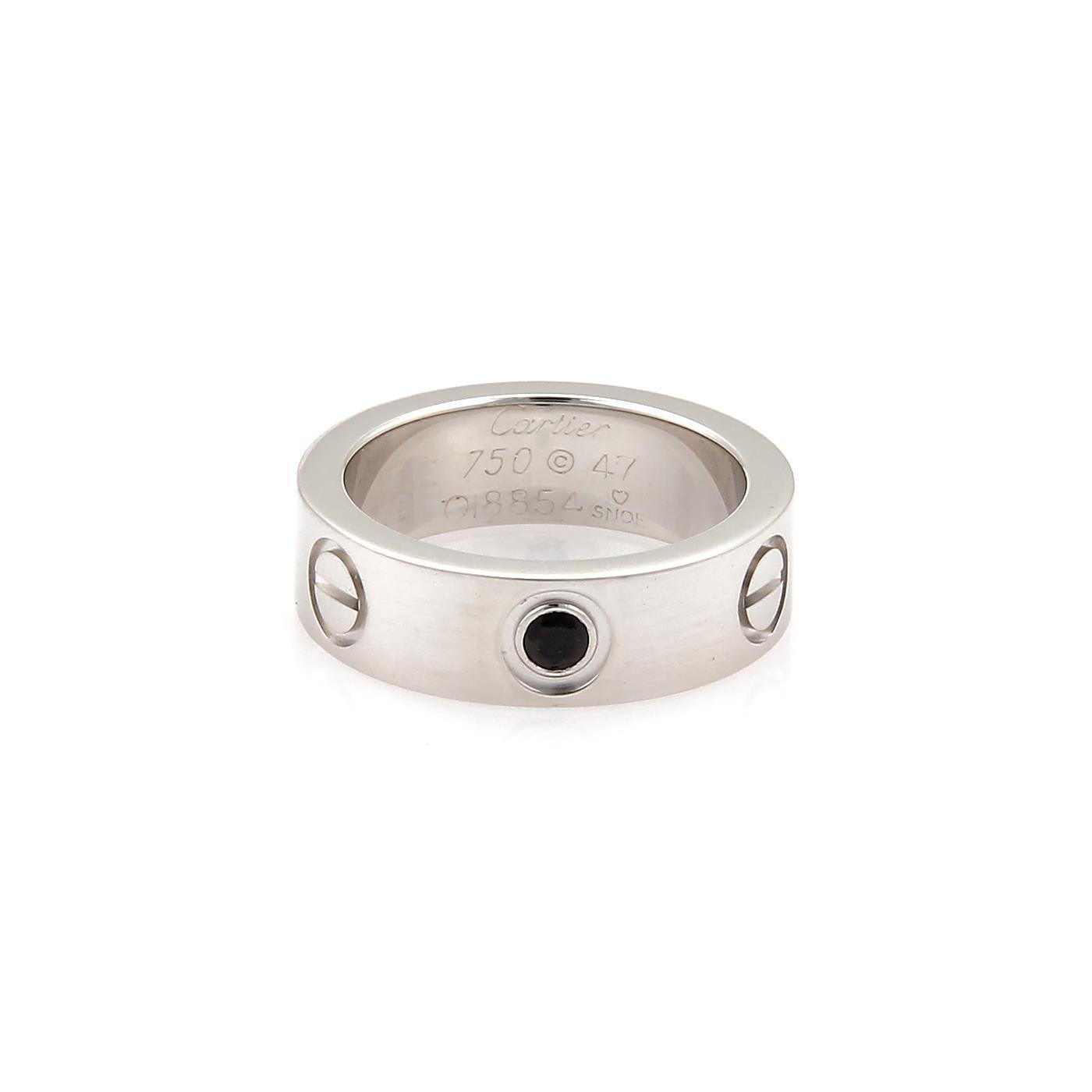 Cartier Love Sapphire Ring 18k White Gold Size 4 US Band