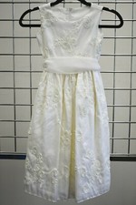 Designer Dimples OFF WHITE Satin Flower girls Fancy dress Size 4 On Sale
