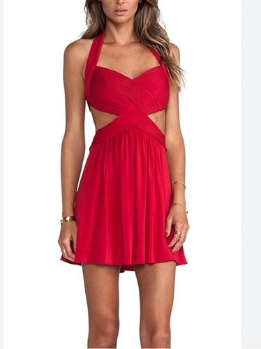 BCBG MAXAZRIA Red Shea Dress Cutout Open Back Mini Size M - Bild 1 von 9