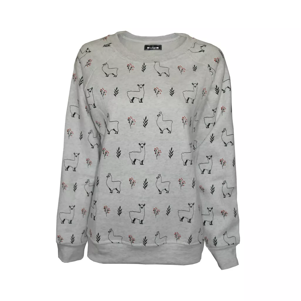 Alpaca print sweatshirt long sleeve pullover top gift Christmas
