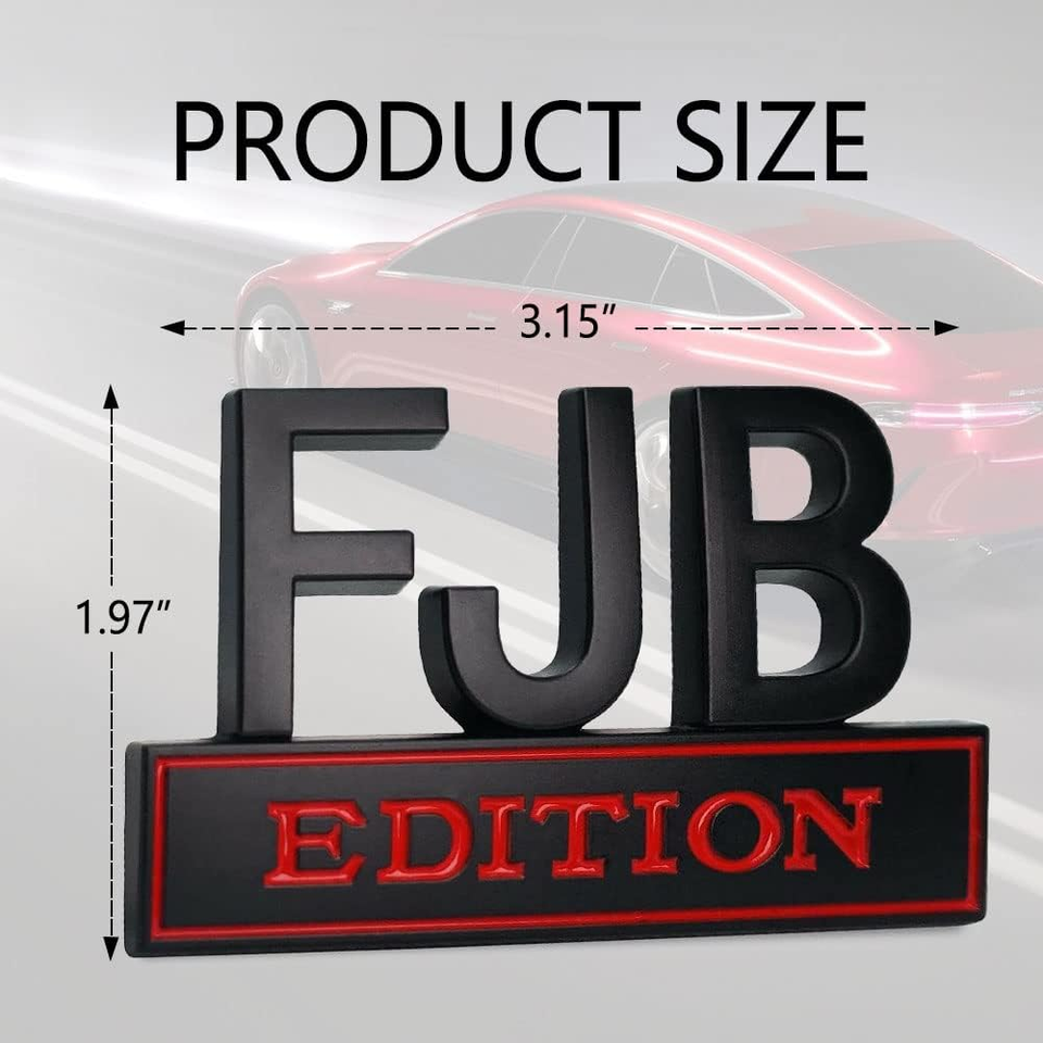 FJB Edition Car Emblem, 3D Letters FJB Car Edition Emblem, Car Decal 3D