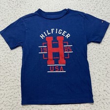 Tommy Hilfiger Kids 6 Short Sleeve Graphic T Shirt USA 1985 Logo Navy Blue Tee