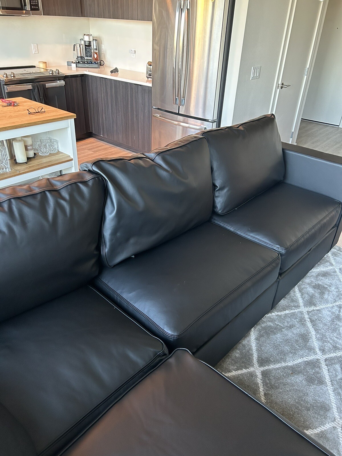 Faux Black Leather Lovesac Sactional Covers eBay