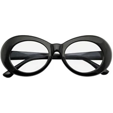 Retro Flat Round 1990's Fashion Clout Goggle Oval Clear Lens Eyewear Glasses