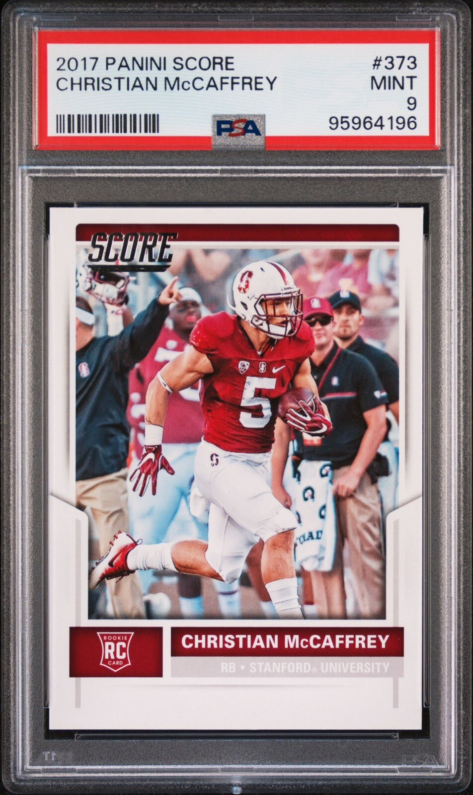 CHRISTIAN MCCAFFREY 2017 PANINI SCORE ROOKIE RC #373 PSA 9 MINT LOW POP