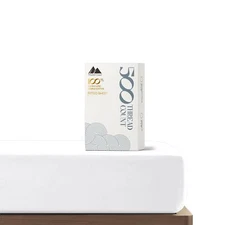 Queen Size Fitted Sheet Only - 100% Cotton 500 Thread Count Deep Pocket White...