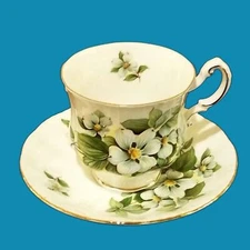 Vintage Paragon Canadian Provincial Flowers Dogwood Footed Cup & Saucer