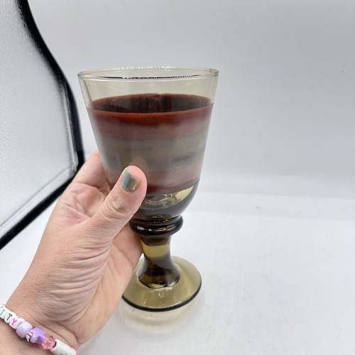 X4 Vintage Libbey Sango Nova Brown Water Goblet Wine Glass Smokey Southwestern - Picture 10 of 10