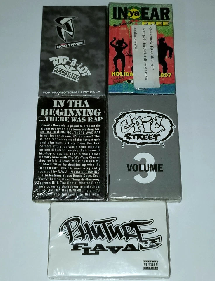 5 SEALED RAP TAPE CASSETTE SAMPLER WU TANG CLAN MC EIGHT SNOOP DOGG OUTKAST 12" - Image 2 of 4