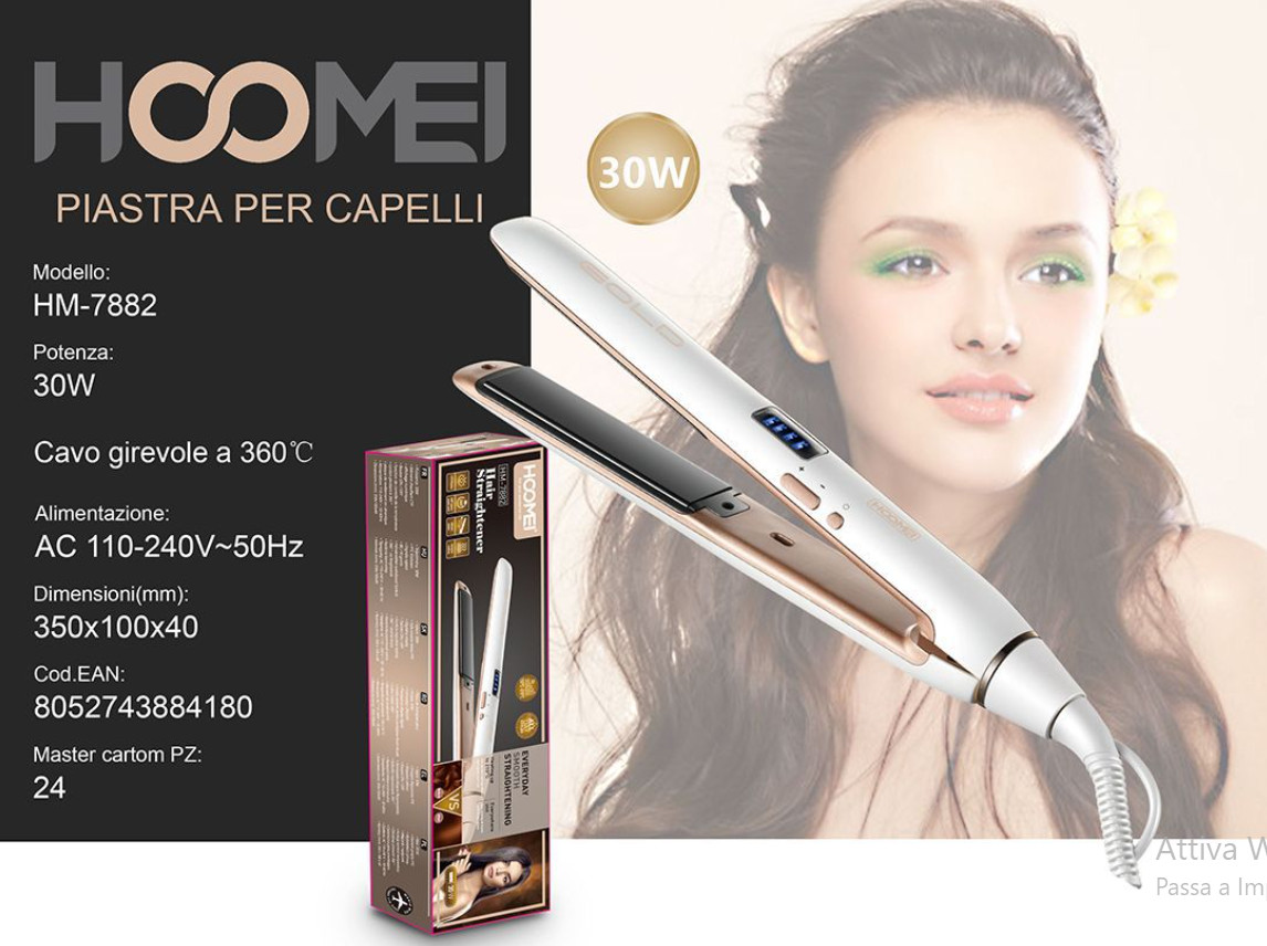 Styler Capelli Ceramica 210°C 30W - Piastra Lisciante Regolabile New