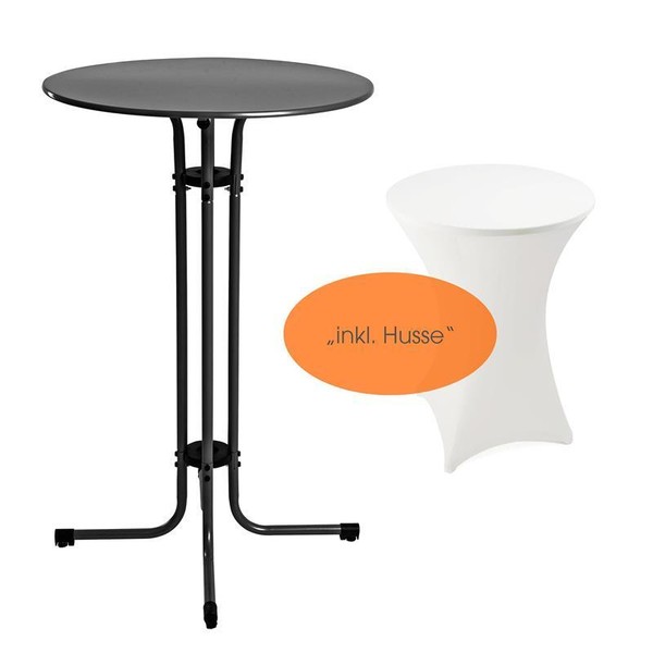 Stehtisch Bistrotisch Metall Garten Tisch Ø 70 Cm Bartisch Schwarz Inkl. Husse-image