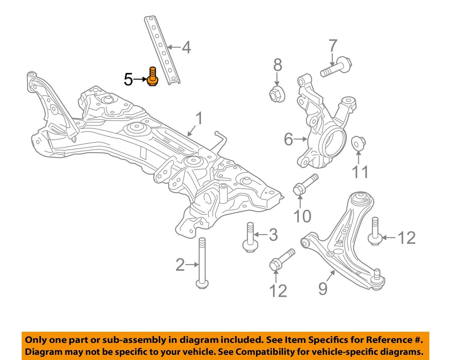 FORD OEM 1118 Fiesta Front SuspensionSupport Brace Bolt W500233S442