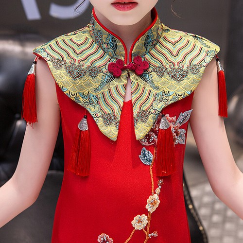 Girls Chinese Styl Evening Dress Catwalk Costumes Children Princess Trail Dress - Picture 2 of 5
