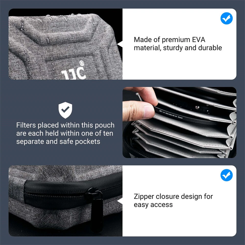 JJC 4 10 Slots Lens Filter Case Hard Shell Camera Filter Pouch Up to 67mm 95mm - Image 2 of 4