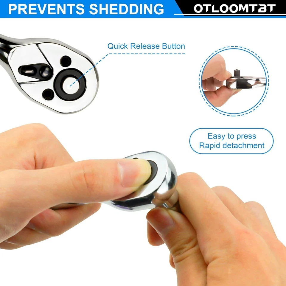 15pcs 1/4 Inch Drive Ratchet Socket Wrench Set, with Metric 4-14mm and Front and - Image 4 of 4