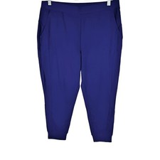 Denim  Co. Women's Active Petite French Terry Joggers Pants Solid Navy PM Size