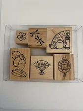 CTMH S576 Japanese Art 6 Wood Mounted Rubber Stamps RS4